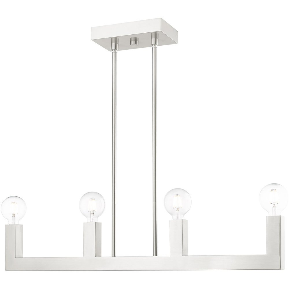 Nickel Four Light Metal Dimmable Chandelier With Shades