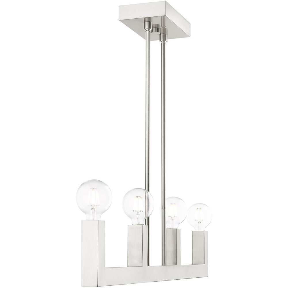 Nickel Four Light Metal Dimmable Chandelier With Shades
