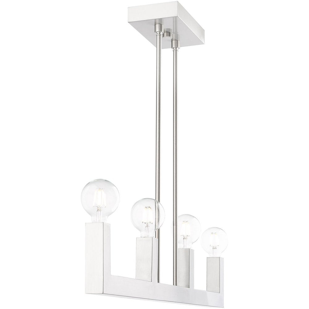 Nickel Four Light Metal Dimmable Chandelier With Shades