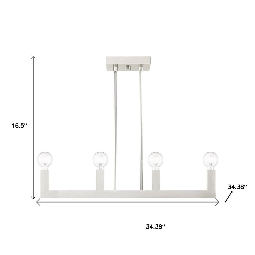 Nickel Four Light Metal Dimmable Chandelier With Shades