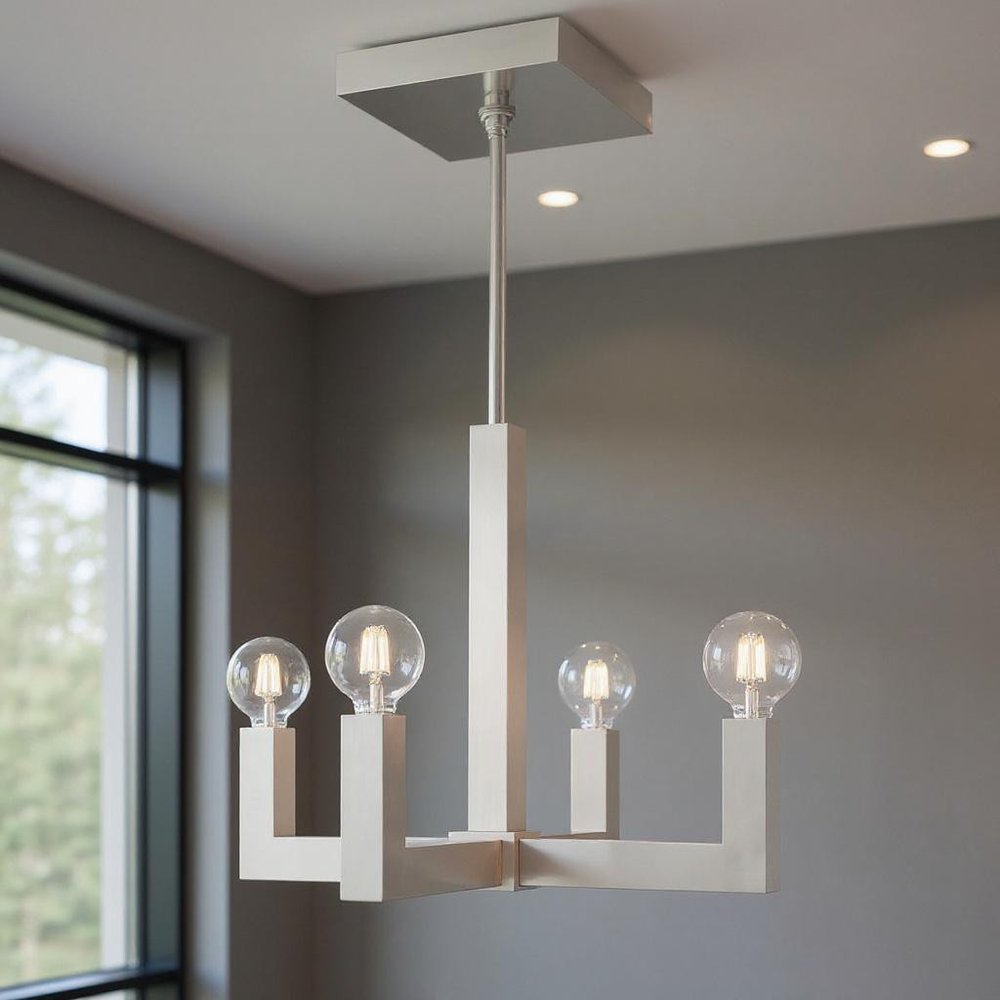 Four Light Dimmable Chandelier With Shades