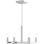 Silver Six Light Metal Dimmable Chandelier With Shades