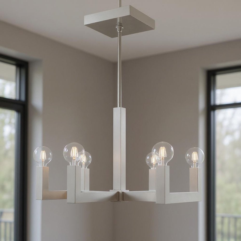 Six Light Dimmable Chandelier With Shades