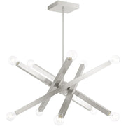 Nickel Ten Light Metal Dimmable Chandelier With Shades