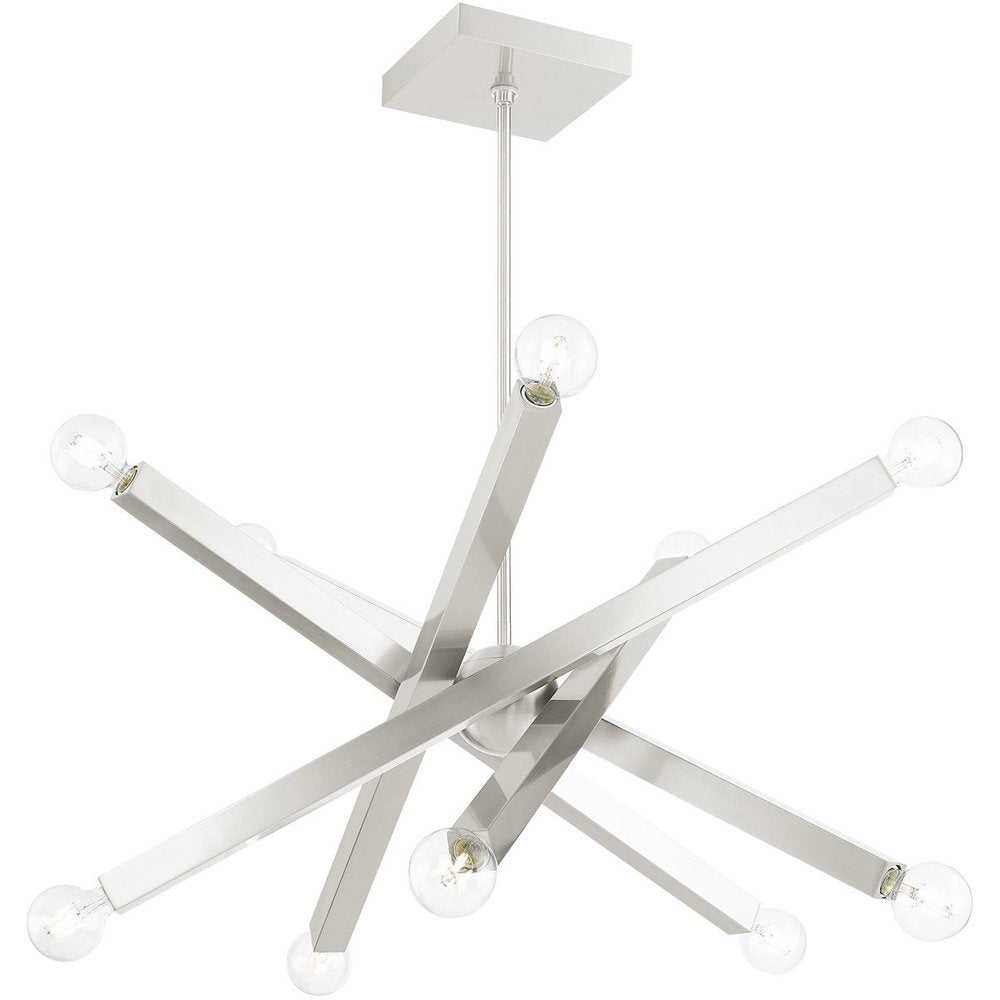Nickel Ten Light Metal Dimmable Chandelier With Shades