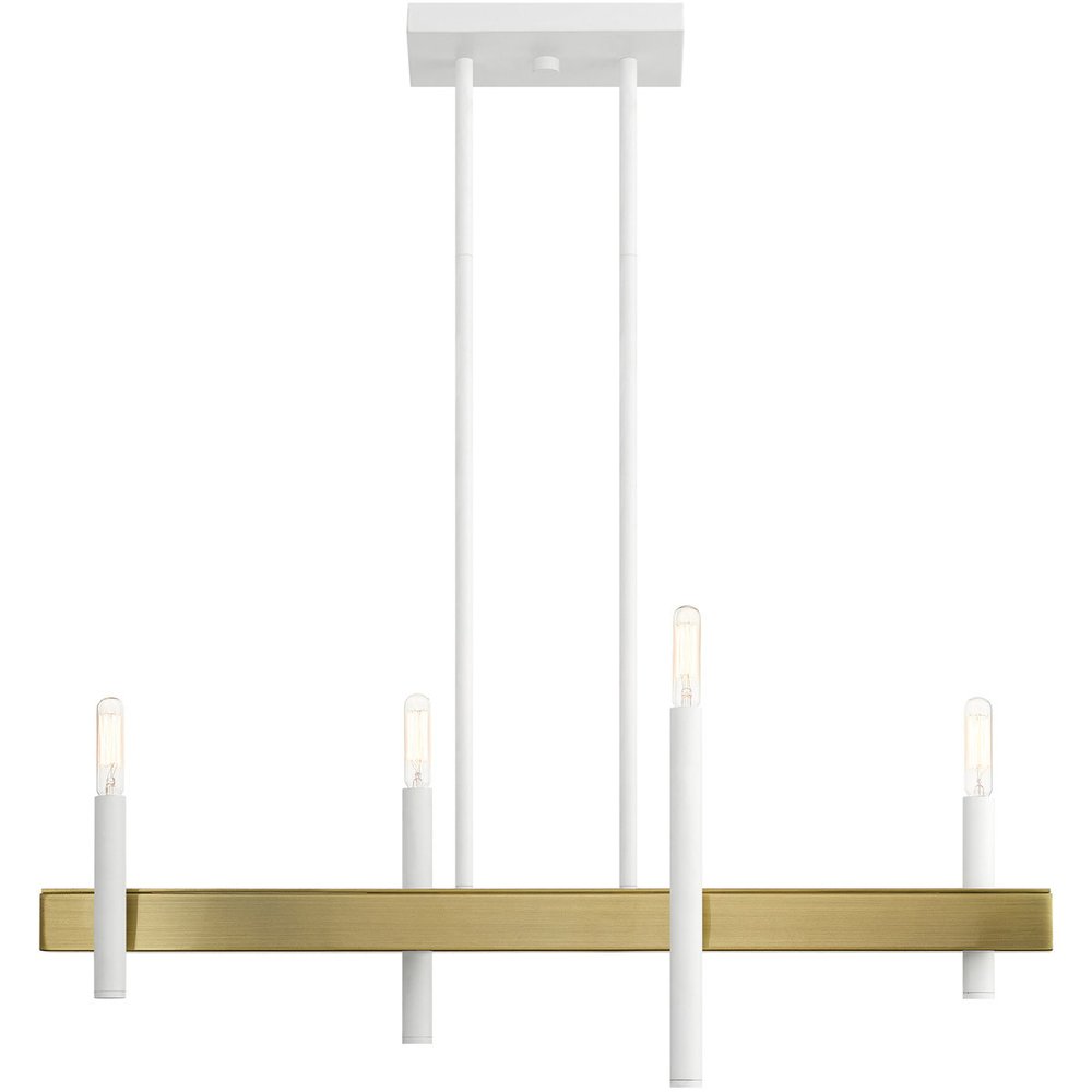 Brass Four Light Metal Dimmable Chandelier With Shades