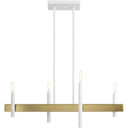 Brass Four Light Metal Dimmable Chandelier With Shades