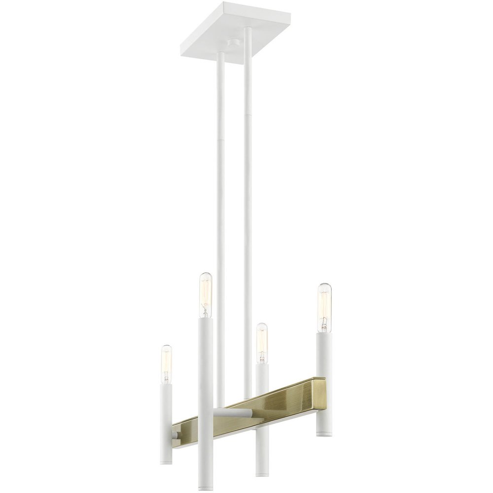 Brass Four Light Metal Dimmable Chandelier With Shades
