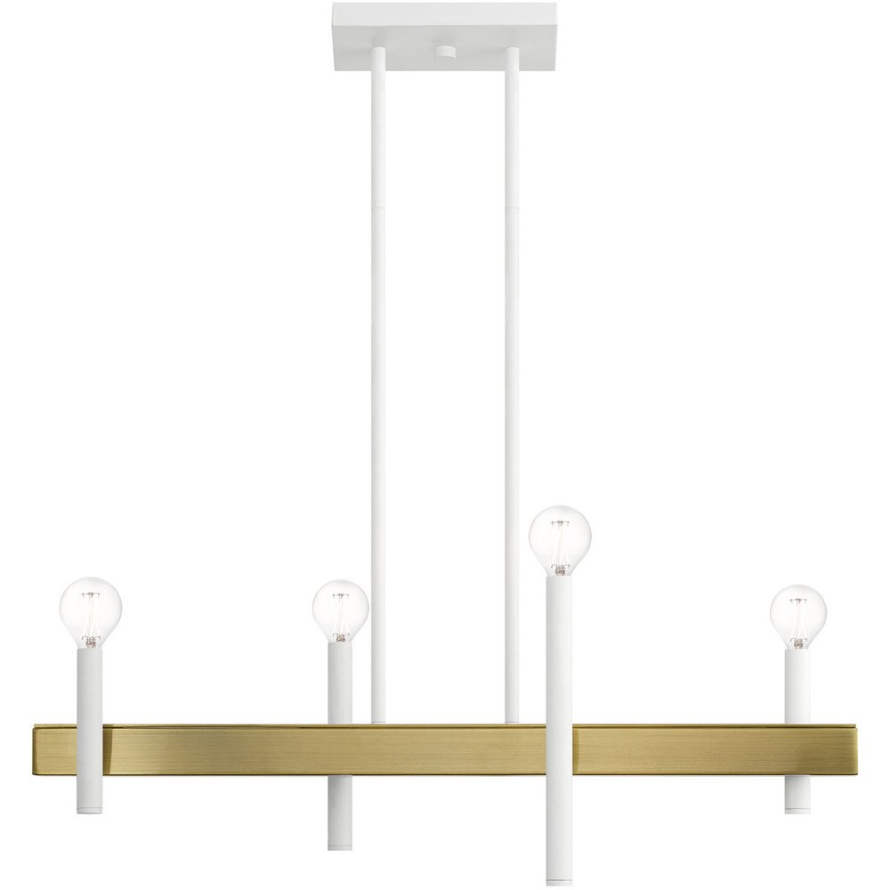 Brass Four Light Metal Dimmable Chandelier With Shades