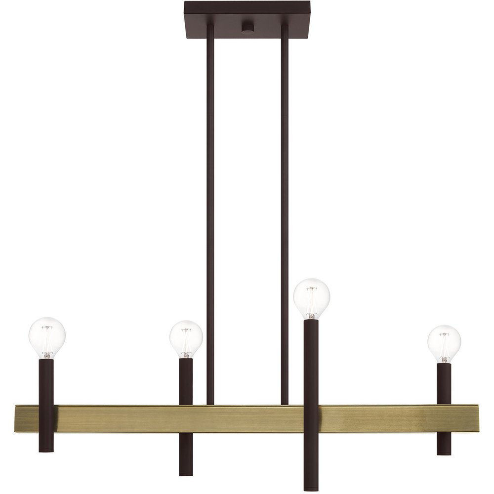Bronze Four Light Metal Dimmable Chandelier With Shades