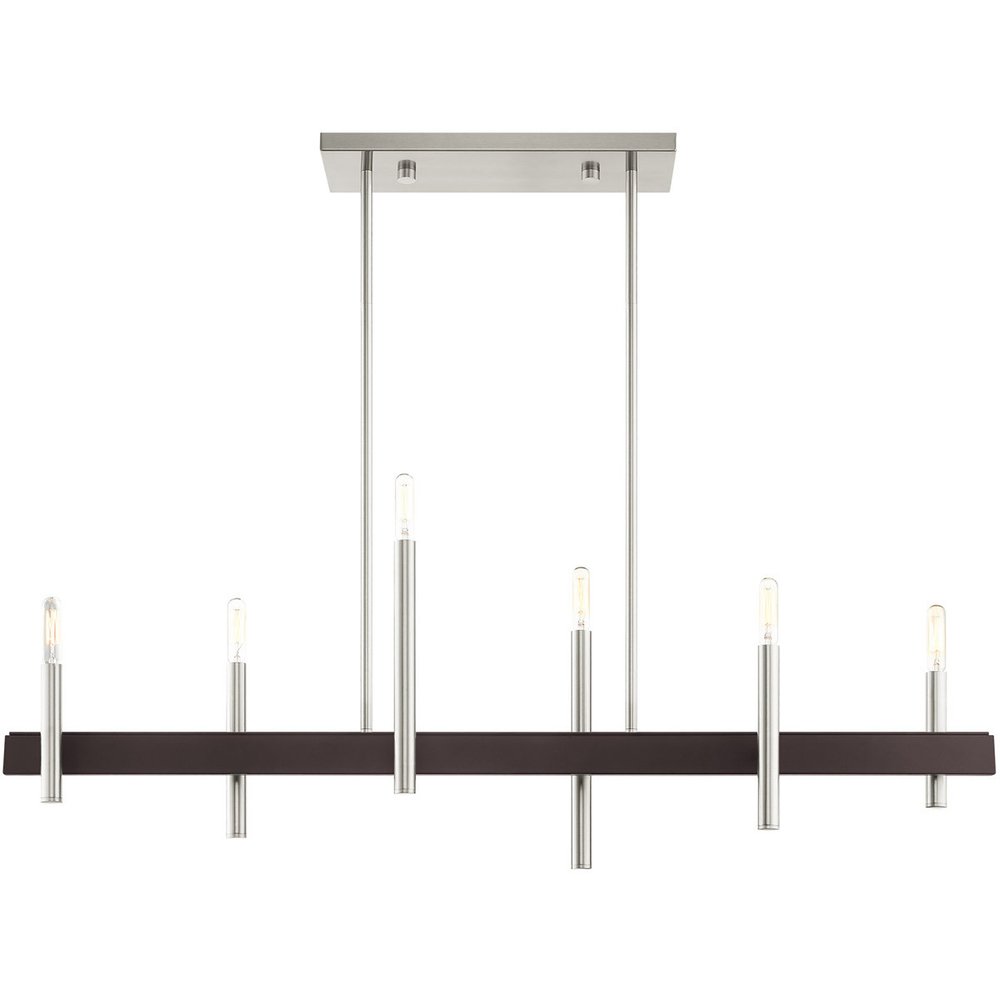 Nickel Six Light Metal Dimmable Chandelier With Shades