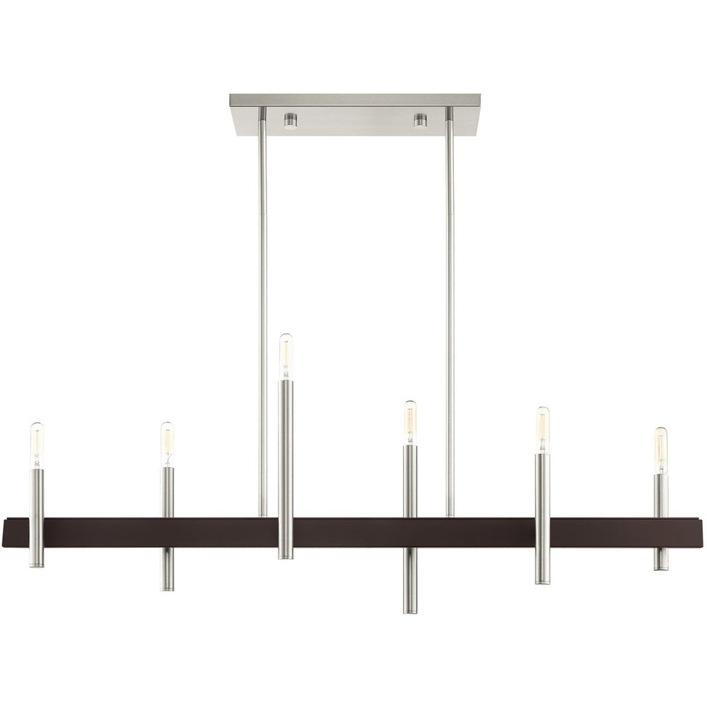 Nickel Six Light Metal Dimmable Chandelier With Shades