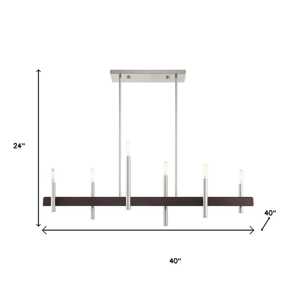 Nickel Six Light Metal Dimmable Chandelier With Shades