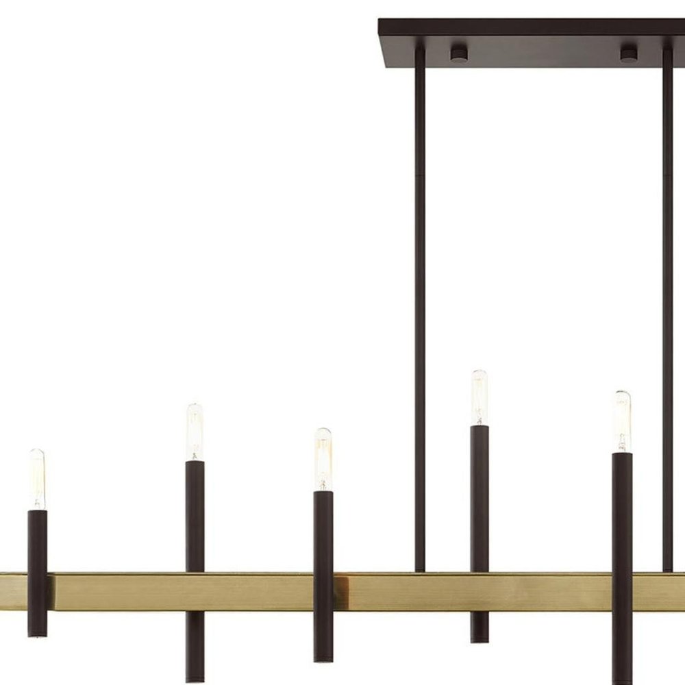 Bronze Eight Light Metal Dimmable Chandelier With Shades