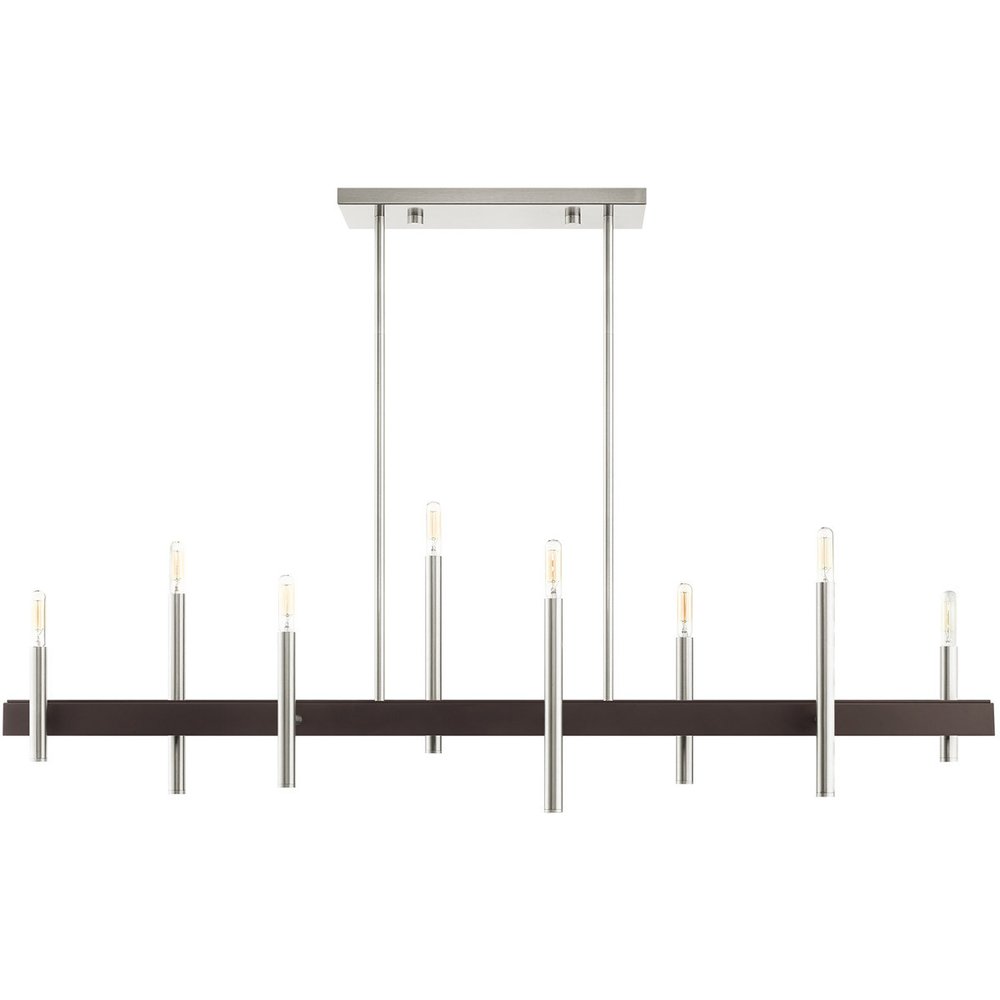 Nickel Eight Light Metal Dimmable Chandelier With Shades