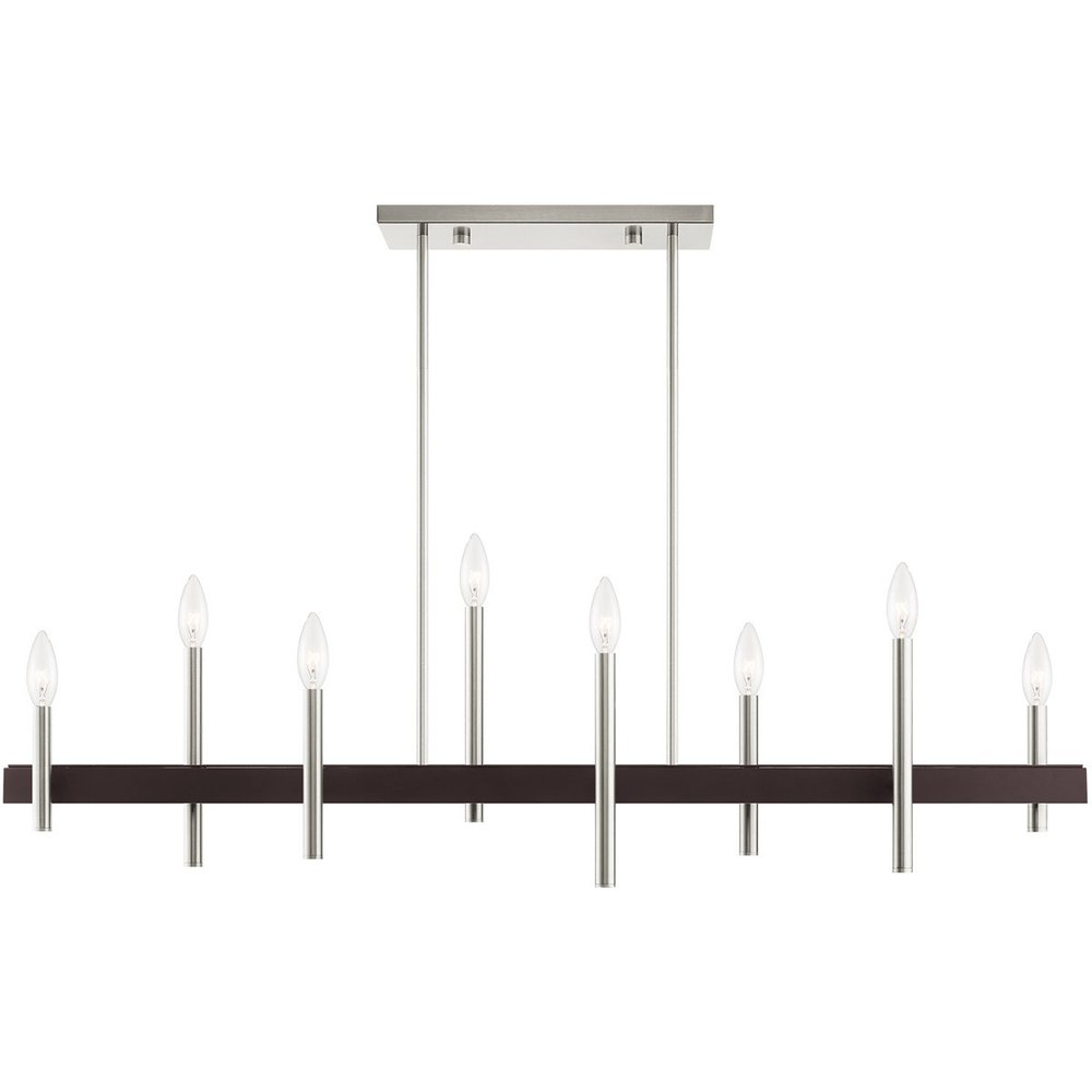 Nickel Eight Light Metal Dimmable Chandelier With Shades