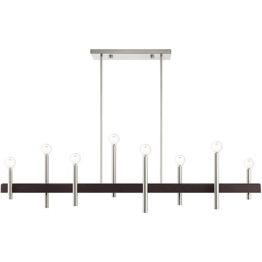 Nickel Eight Light Metal Dimmable Chandelier With Shades