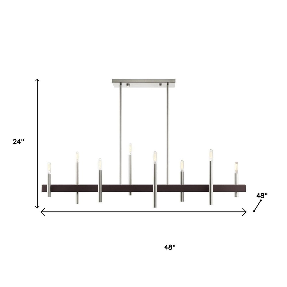 Nickel Eight Light Metal Dimmable Chandelier With Shades