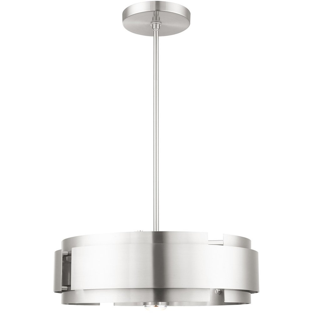 Nickel Five Light Metal Dimmable Chandelier With Shades