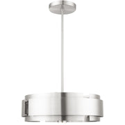 Nickel Five Light Metal Dimmable Chandelier With Shades