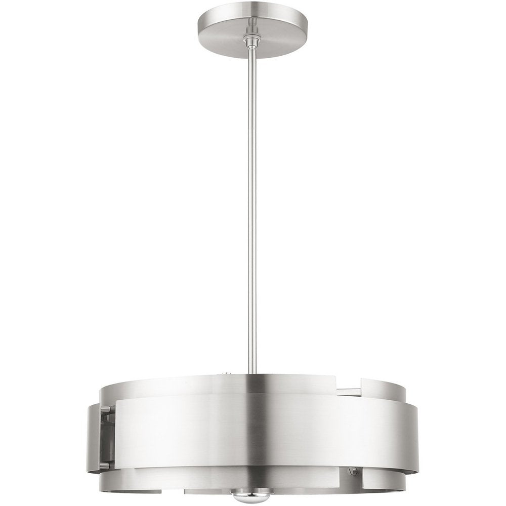Nickel Five Light Metal Dimmable Chandelier With Shades