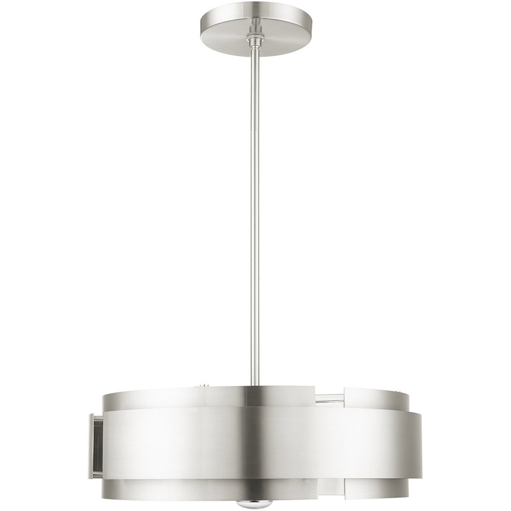 Nickel Five Light Metal Dimmable Chandelier With Shades