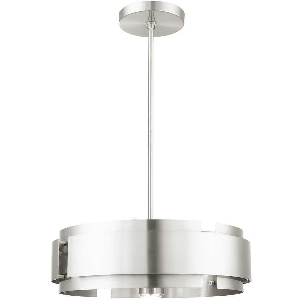 Nickel Five Light Metal Dimmable Chandelier With Shades