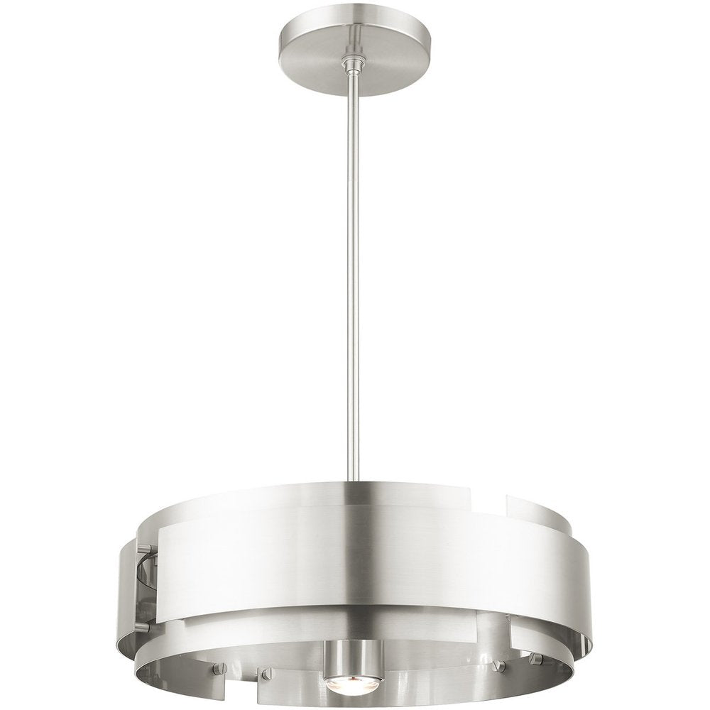 Nickel Five Light Metal Dimmable Chandelier With Shades