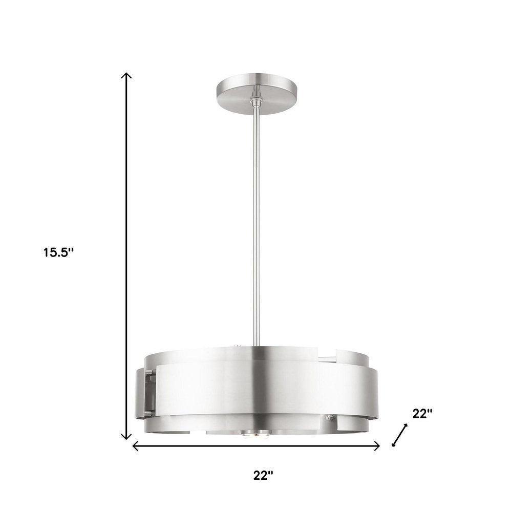 Nickel Five Light Metal Dimmable Chandelier With Shades
