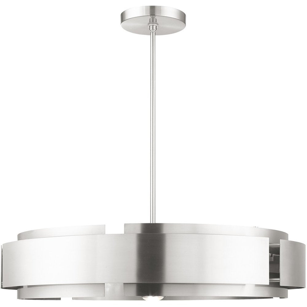 Nickel Seven Light Metal Dimmable Chandelier With Shades
