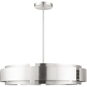 Nickel Seven Light Metal Dimmable Chandelier With Shades