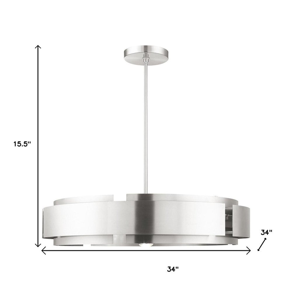 Nickel Seven Light Metal Dimmable Chandelier With Shades