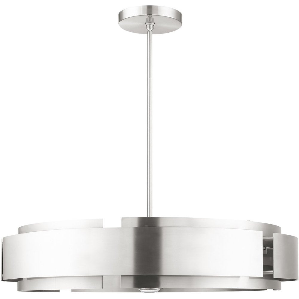 Nickel Seven Light Metal Dimmable Chandelier With Shades