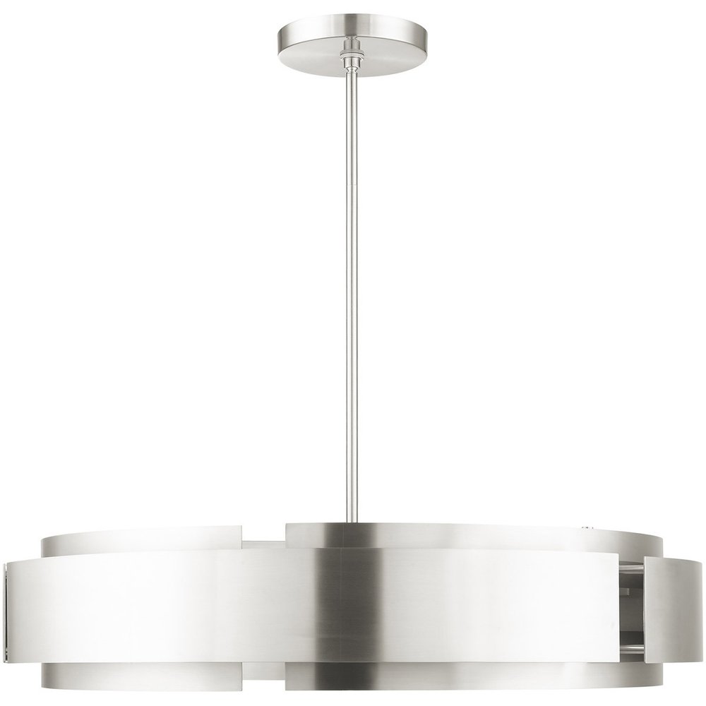 Nickel Seven Light Metal Dimmable Chandelier With Shades
