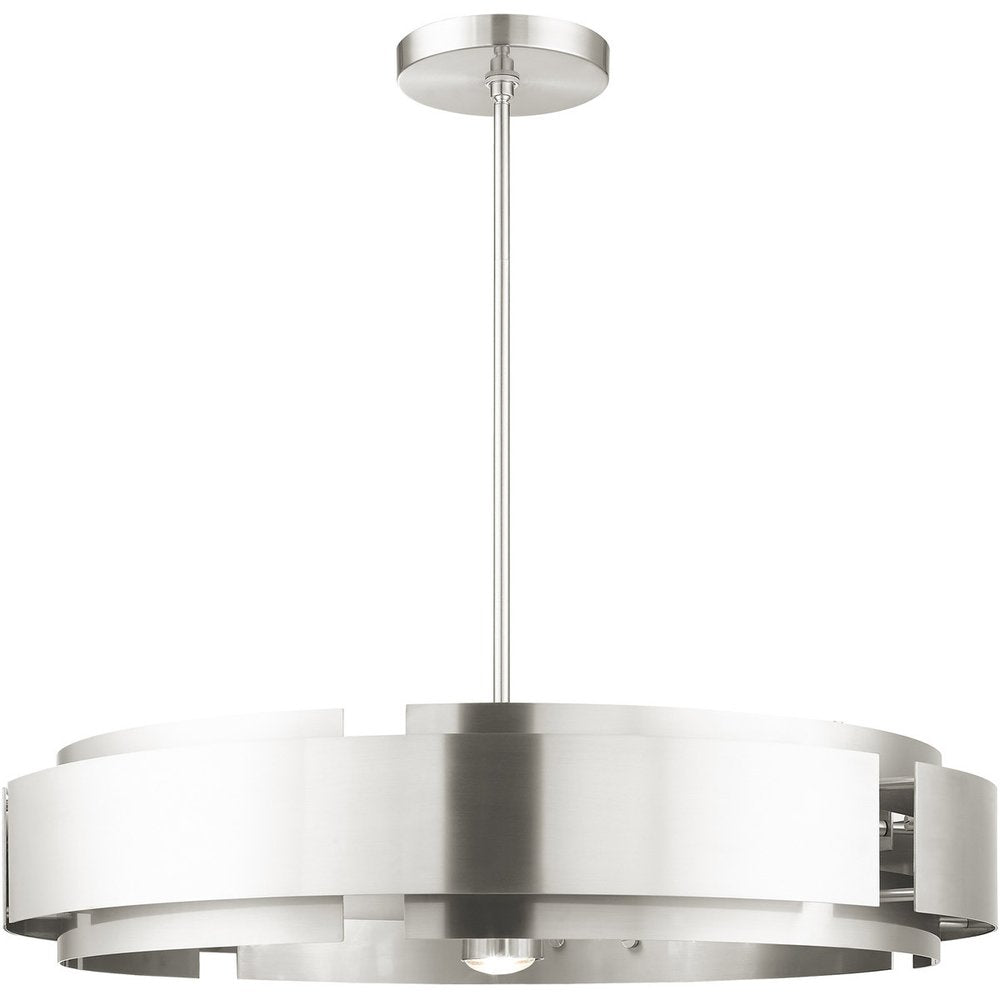 Nickel Seven Light Metal Dimmable Chandelier With Shades