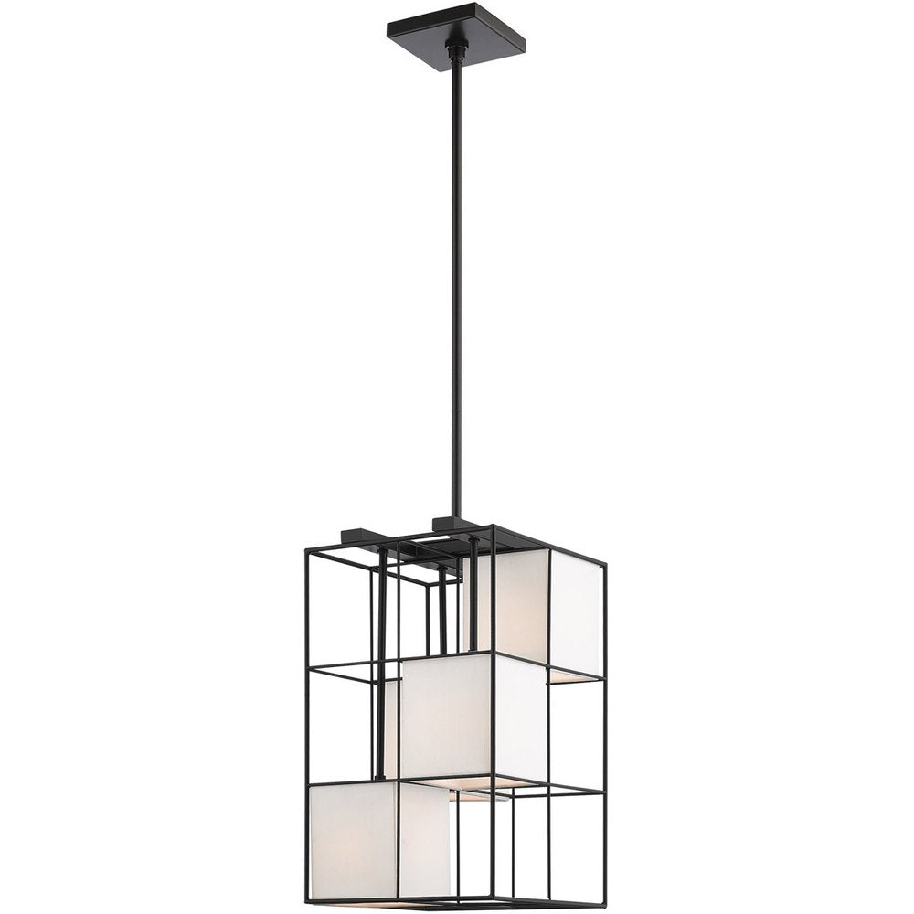 Black Four Light Metal Dimmable Chandelier With Shades