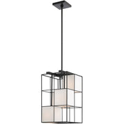 Black Four Light Metal Dimmable Chandelier With Shades