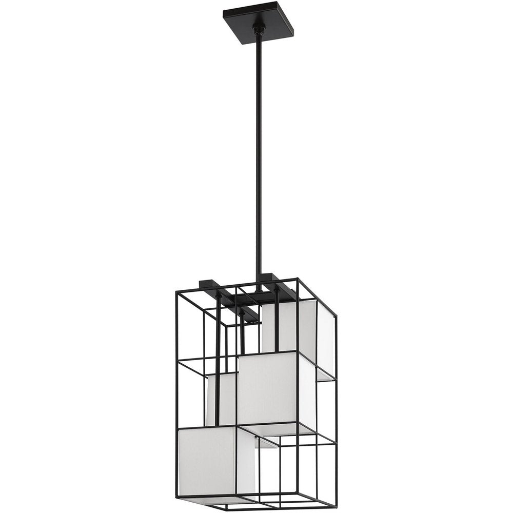 Black Four Light Metal Dimmable Chandelier With Shades