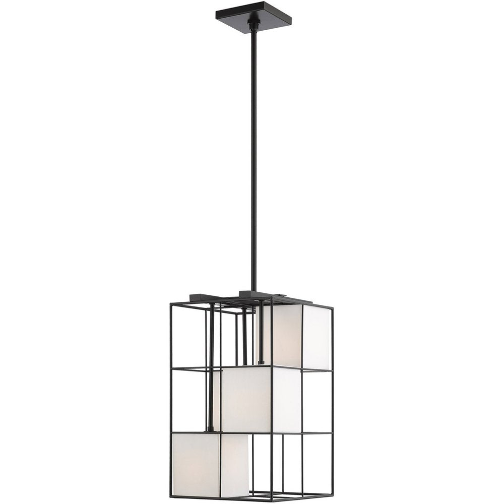 Black Four Light Metal Dimmable Chandelier With Shades