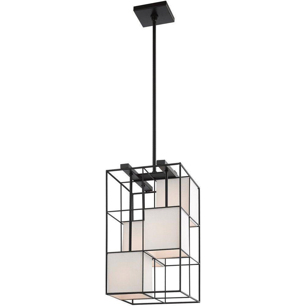 Black Four Light Metal Dimmable Chandelier With Shades