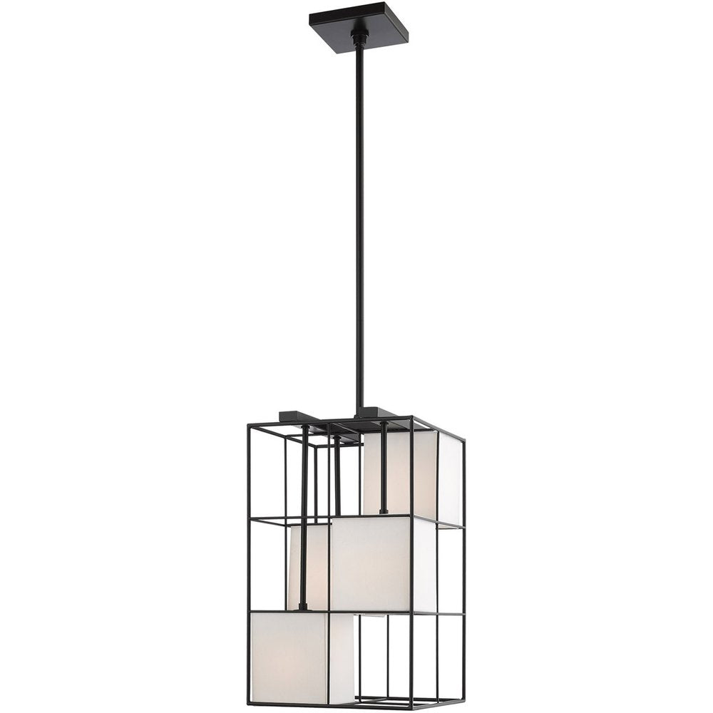 Black Four Light Metal Dimmable Chandelier With Shades
