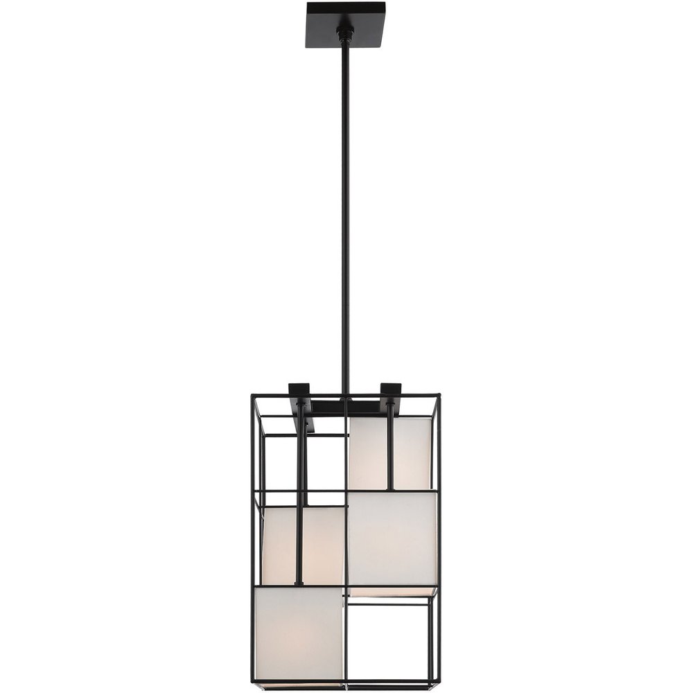 Black Four Light Metal Dimmable Chandelier With Shades