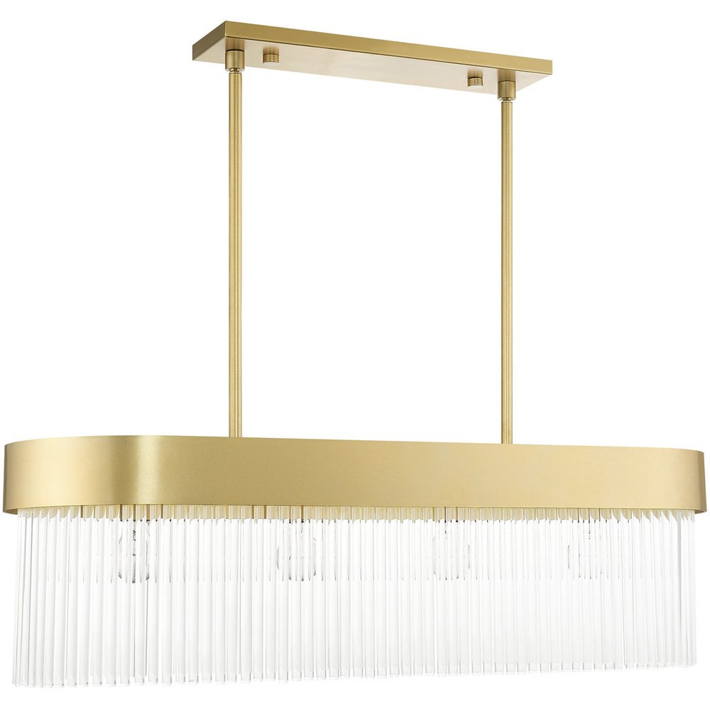 Gold Four Light Metal Dimmable Chandelier With Shades