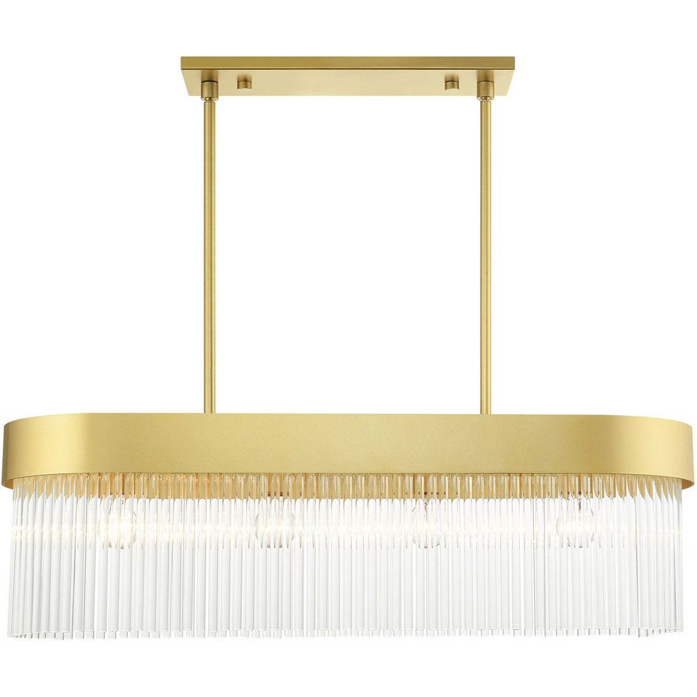 Gold Four Light Metal Dimmable Chandelier With Shades