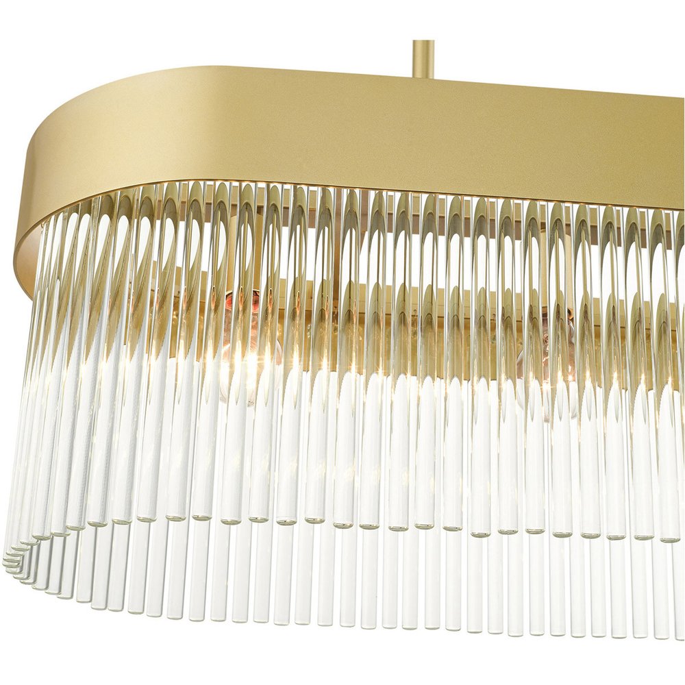 Gold Four Light Metal Dimmable Chandelier With Shades