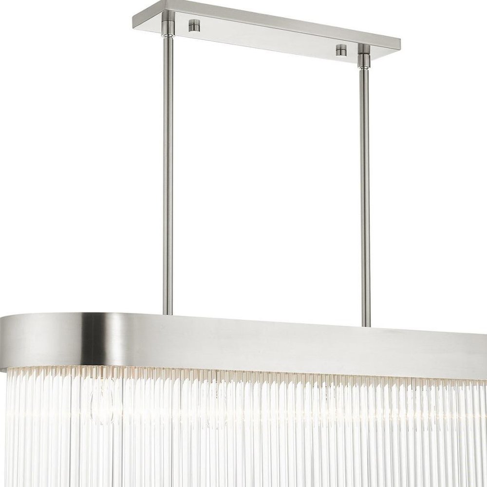 Nickel Four Light Metal Dimmable Chandelier With Shades