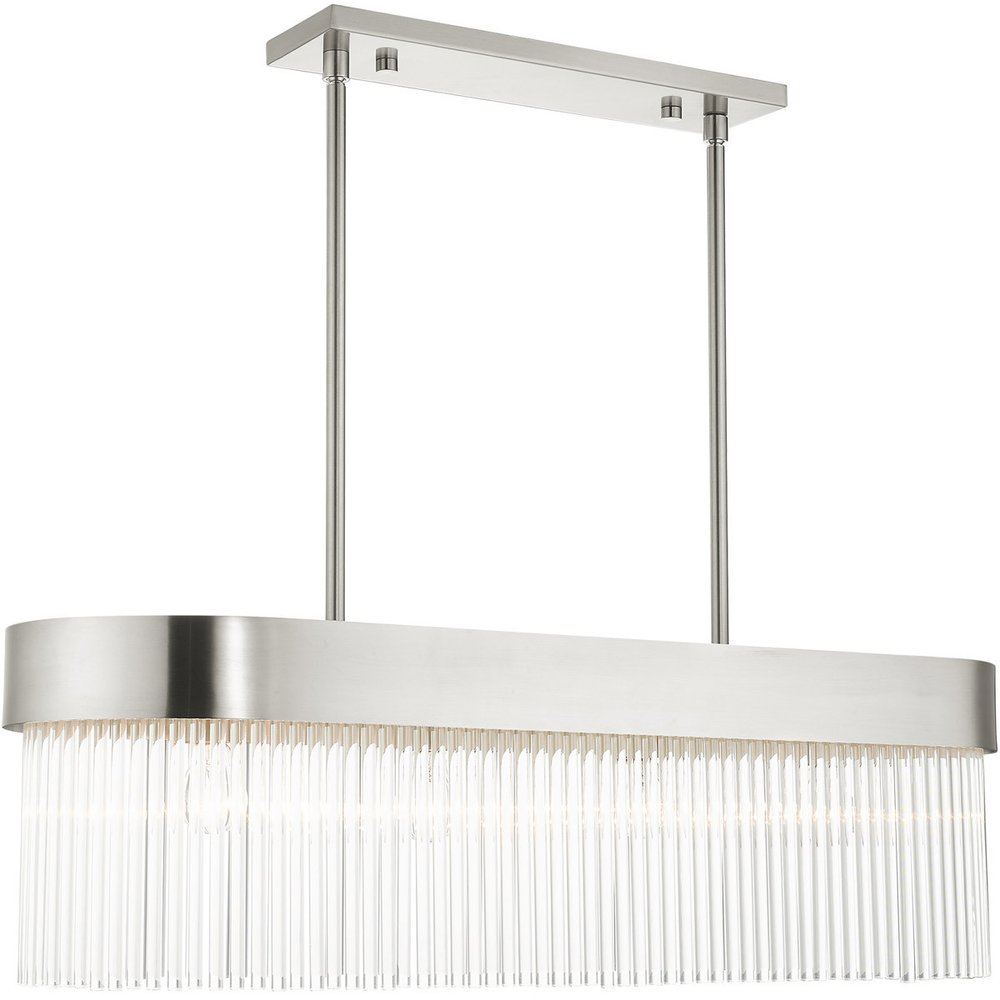 Nickel Four Light Metal Dimmable Chandelier With Shades