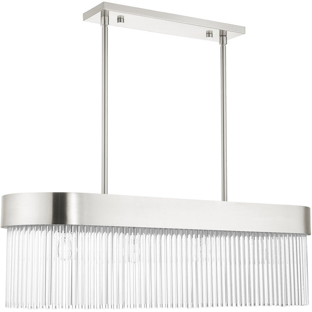 Nickel Four Light Metal Dimmable Chandelier With Shades