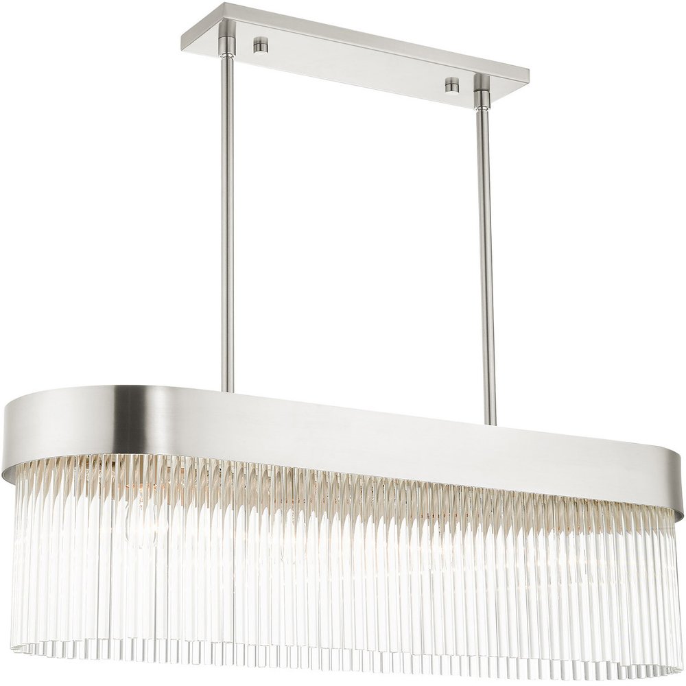 Nickel Four Light Metal Dimmable Chandelier With Shades