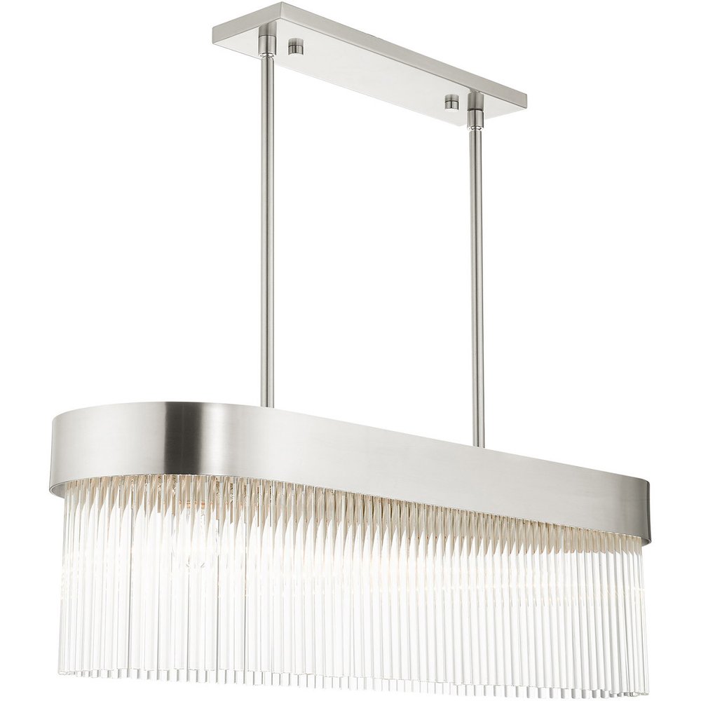 Nickel Four Light Metal Dimmable Chandelier With Shades